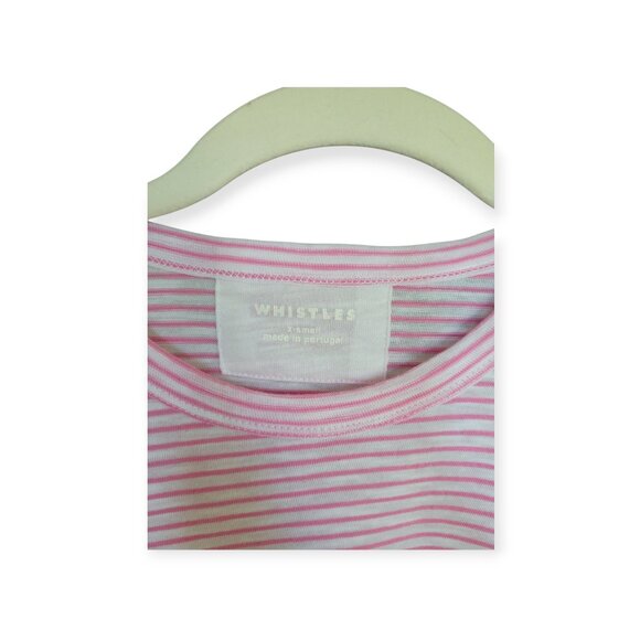Whistles XS Pink Emily Stripe T-Shirt 100% Cotton - Picture 7 of 11